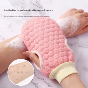 A3404 Zhejiang Rayon Honeycomb Bath Towel Gloves Double Sided Skin Friendly Multi Functional