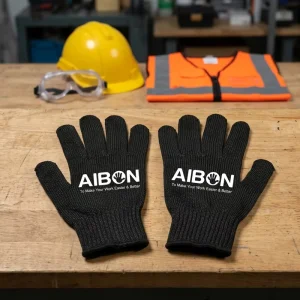AIBON OEN Logo Custom HPPE Textured Nitrile Coated Cut Resistant Waterproof Construction Kitchen Safety Gloves