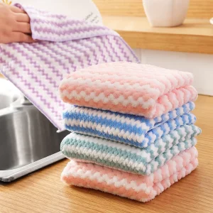 Absorbent Coral Fleece Microfiber Kitchen Dish Cloths Reusable Dish Cloth Towels