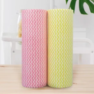 Absorbent Disposable Paper Dish Cloths Reusable Household Cleaning Towel Rolls Kitchen Drying Free Sample Made Polyester Bag