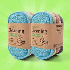Absorbent Double Side Microfiber Kitchen Cleaning Sponge Pads Household Washing Sponges Thick Scouring Pads for Dishes
