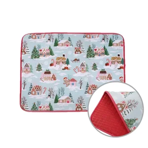 Absorbent Kitchen Drying Pad Cartoon Print Quick Drain Dish Mat for Sink Counter Tabletop
