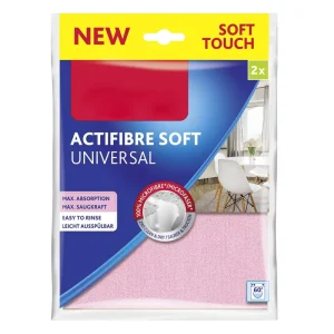 Actifibre Soft Universal PU Microfibre Cloth Streak-free Cleaning Towel Exceptional Absorbency Pink/Grey Brand Glass