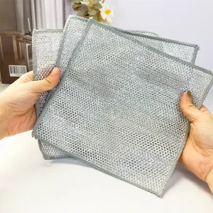 All Purpose Double Layer Steel Wire Scrubber Non Scratch Cleaning Cloths for Dishwashing and Multifunctional Kitchen Use