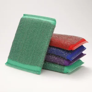 All Purpose Non Scratch Dual Sided Reusable Super Absorbent Scouring Pads Kitchen Cleaning Sponge with Stainless Steel Wire
