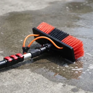 Aluminum Long Locking Telescopic Handle 30ft 4 Sections Nylon Bristles Easy Cleaning Window Wall Solar Panel Brush