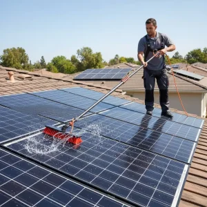 Aluminum Telescopic Pole Solar Panel Cleaning Extends 16ft 4.8 Meters Roof Brush with Internal Hose Broom