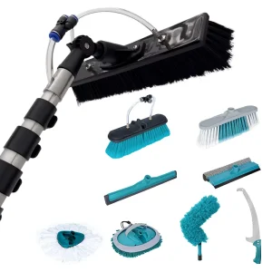 Aluminum Telescopic Pole Water Fed System Spray Cleaning Eco Friendly Solar Panel Window Cleaner Brush Kit Tools