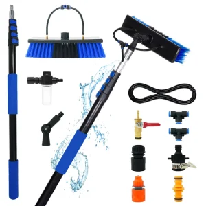 Aluminum Telescopic Window Cleaning Kit Water Fed Pole Brush Squeegee Soap Dispenser Extension Solar Panel Cleaner