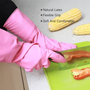 Anti Skidding Natural Latex Household Cleaning Kitchen Gloves High Elasticity Waterproof Latex Glove