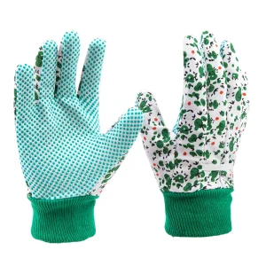 Anti slip PVC Dot Grip Knit Cuff Ladies Household Yard Planting Weeding Pruning Floral Fabric Cotton Garden Gardening Work Glove