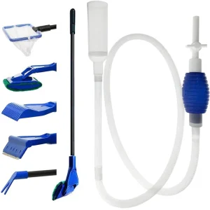 Aquarium Cleaning for Fish Tank Long Handle Functional Six Cleaning Tools Aquarium Telescopic Cleaning Brush Kit