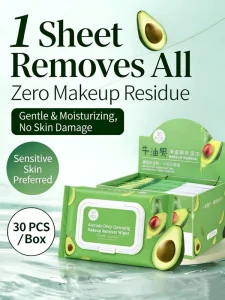 Avocado Cotton Disposable Flushable Biodegradable Cleansing Wipes Individually Packed for Travel