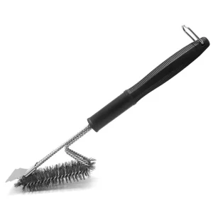 BBQ Cleaning Brush Steel Wire Brush Stainless Steel Grill Non slip Handle Brush Long Handle