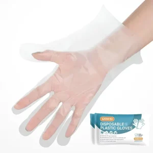 BG28 Clear Kitchen Waterproof Household Gloves Hdpe Pla Transparent Food Plastic Gloves Handling Disposable Pe Glove