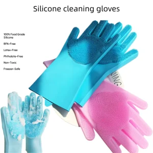 BPA FREE Foldable Cleaning Eco-Friendly Durable Food Grade Silicone Cleaning Gloves High-Temperature Resistant