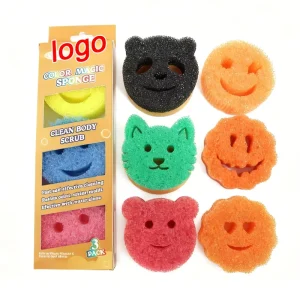 BPA Free Multipurpose Odor Resistant Temperature Controlled Deep Color Kitchen Scrubber Cleaning Sponge for Dishes and Home