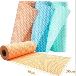 BSCI Eco Friendly Bamboo Fiber Jumbo Reusable Kitchen Paper Towel Roll Printed Logo Woven Cleaning Cloths Cellulose Wave Free