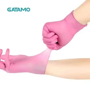BSN001 Bulk Latex Free Powderless Pink Nitrile Gloves for Food Tattoo Exam Disposable Safety Use