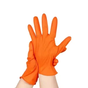 BSS015 for Orange Diamond Grip 8mil Custom Logo Nitrile Gloves EN420 Certified Anti Slip Industrial Powder Free Disposable