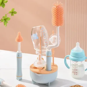 Baby Bottle Brush Cleaner Portable Nipple Brush With Base Water Bottle Cleaner Brush Set Baby Bottle Cleaner for Enhanced
