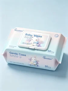 Baby Cleansing Wipes Eco Friendly Cotton Disposable 80 Pis Sheet Size 15x20cm