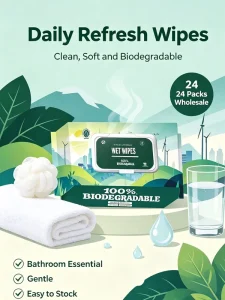 Baby Soft Wet Cleansing Wipes Eco Friendly Cotton 15x20cm 80 Count