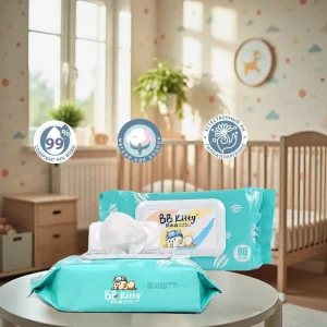 Baby Wet Tissues 80 Pieces Plastic Free Cotton Wiping for Household Cleaning