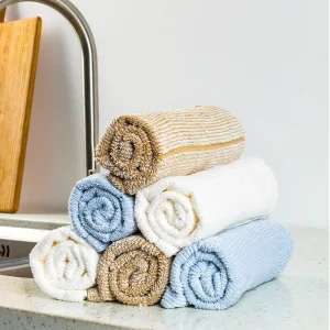 Bamboo Microfiber Kitchen Cleaning Cloth Reusable Lint Free Oil Resistant Dish Towels Quick Dry Sustainable Kitchen Towels