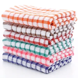 Bamboo Tea Cotton Plaid Suction Tray Kitchen Towel