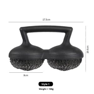 Barbecue Outdoor Tools Two Steel Wool Brushes PP Plastic Handle Multi-purpose Cleaning Grill Oven Brush