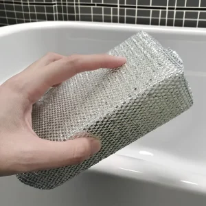 Bathroom Cleaning Scouring Metal Scrubbers Bathtub Wash Sponge Heavy Duty Silver Scouring Pads Kitchen Steel Scrub Sponges Pads