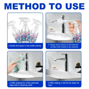 Bathroom Descaler Faucet Bathtub Dirt Washbasin Limescale Stains Removing Cleaner Spray 60ml