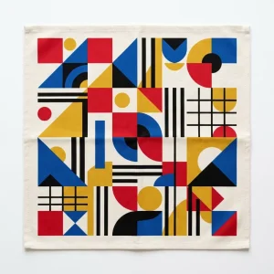 Bauhaus Kitchen Geometric Tea Towel Primary Color Style Cotton Kitchen Towel for Modern Decor