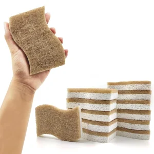 Biodegradable Natural Kitchen Sponge Eco Friendly Compostable Cellulose Coconut Walnut Scrubber Scouring Pads