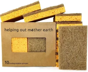 Biodegradable Natural Kitchen Sponge Eco Friendly Compostable Cellulose Coconut Walnut Scrubber Sponge Scouring Pads