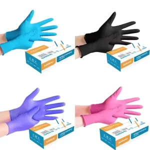 Black Nitrile Vinyl Blend Gloves Powder Free Latex Alternative Comfortable Household Cleaning Hand Protection