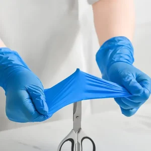 Blue 9 Inch Length Protein Free & Anti Slip Sterile Powder Free 3-8 Mils Industrial Grade Disposable Nitrile Gloves