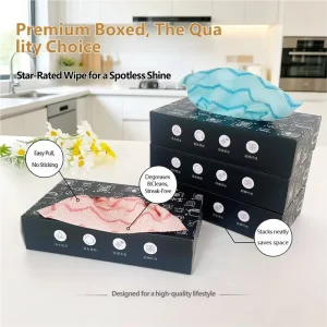 Boxed 20pcs Pull out Polyester Microfiber Kitchen Cleaning Cloth Super Absorbent Oil free Dish Rag Towels