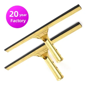 Brass Window Scraper Outdoor Yellow Household Floor Cleaner with Rubber Handle for Kitchen Shower