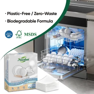 Bulk Order 120 Loads Quick Dissolving Eco friendly Highly Concentrated Daily Use Dishwashing Sheets