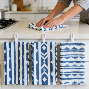 Bulk Supply Household Custom Design Microfiber Kitchen Towel Printed Quick Dry Cleaning Absorbent Waffle Kitchen Tea Dish Towel