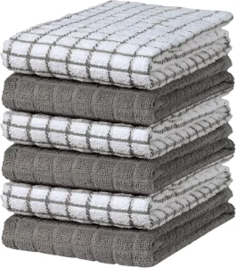 Bumble Kitchen Towels (6 Pieces) cotton Kitchen Dishcloths Soft Highly Absorbent Durable Dishcloths with Hook Attachments