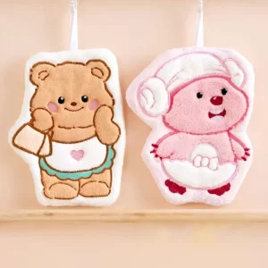 Butter Bear Coral Velvet Embroidery Towel Bathroom Hangable Cute Absorbent Thickened Soft Small Hand Towel