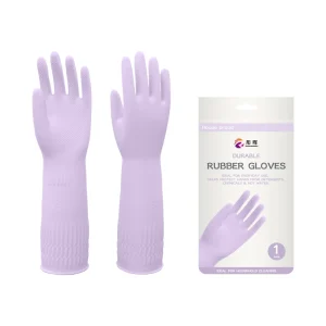 CE Certified Eco Friendly Reusable 38cm Natural Latex Medium Non Slip Soft High Elasticity Waterproof Durable Dishwashing Gloves