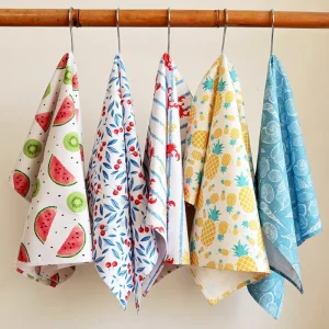COTTON Printing Fruit Strawberry Tea Towel Dish Cloth Cotton Table Napkins Mat Teal Towel
