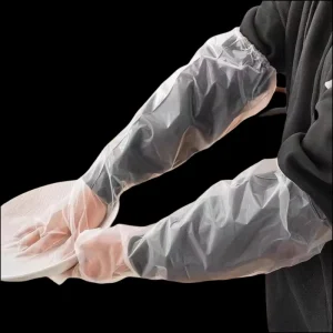 CPE Household Gloves Long Arm Waterproof Oil Proof PE Material Thickened Elastic Disposable for Home Kitchen Cleaning Durable