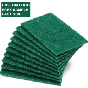 CUSTOM LOGO Deep Green Microfiber Kitchen Pad Thick Rubber Sponge for Dish Cleaning Heavy Duty Cloth Scouring Pad