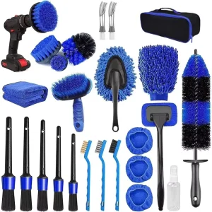 Car Beauty Car Wash Detail Brush Kit 25 piece Set Professional Auto Care Set Wash Brush Kit Supplies Cleaning Set