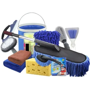 Car Cleaning Extendable Telescopic Long Handled Retractable Brush Microfiber Multifunctional General Purpose Car Wash Tools Kit